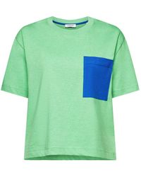 Esprit - T-shirt Met Ronde Hals Van Een Materiaalmix - Lyst