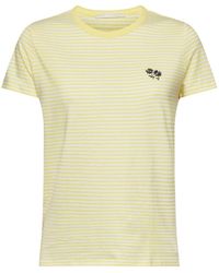 Esprit - Gestreept T-shirt Met Geborduurde Bloem - Lyst