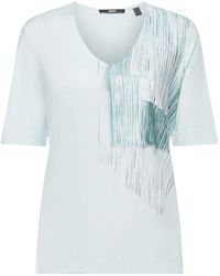 Esprit Viscose T-shirt Met V-hals En Metallic Print - Blauw