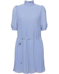 Esprit - Mini-jurk Met Opstaande Kraag Van Geplooid Chiffon - Lyst