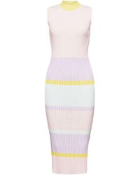 Esprit - Gebreide Mouwloze Midi-jurk Met Strepen - Lyst