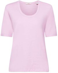 Esprit - Katoenen T-shirt Met Boothals - Lyst
