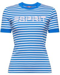 Esprit - Gestreiftes Baumwoll-T-Shirt mit Logo-Print (1-tlg) - Lyst