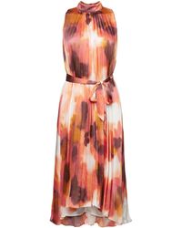 Esprit - Crinkled Midi-jurk Met Print All-over - Lyst