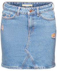 Esprit - Mini-jupe en jean ornée de détails déchirés - Lyst