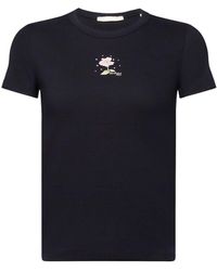 Esprit T-shirt Met Print Op Het Voorpand - Zwart