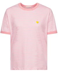 Esprit Gestreept Katoenen Shirt Met Geborduurd Motief - Roze