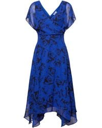Esprit - Chiffon Maxi-jurk Met V-hals En Print - Lyst