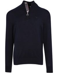 Barbour Wool Crook Knitted Half Zip Jumper in Blue for Men - Save 35% | Lyst