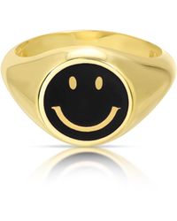 Essentials Jewels Enamel Smiley Face Rings - Multicolor