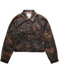 Acne Studios - Distressed Denim Jacket With Monogram Coating - Lyst