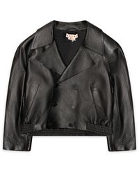 Marni - Cropped Double Breasted Leather Trench - Lyst