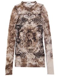 Jean Paul Gaultier - Mesh 'The Médaillon' Long Sleeve Top/Taupe - Lyst