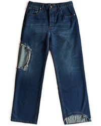 Edward Cuming - Circle Inset Mid Wash Jeans - Lyst