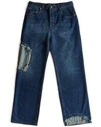 Edward Cuming - Circle Inset Mid Wash Jeans - Lyst