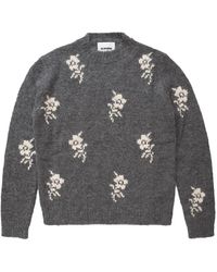 Jil Sander - Alpaca Floral Intarsia Crewneck Sweater Moonless Night - Lyst