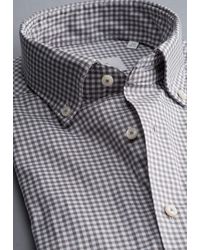 Eterna Langarm hemd modern fit soft tailoring twill kariert - Grau