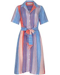 Être Cécile Painted Breton Stripe Short Sleeve Lauren Dress - Blue