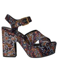 Etro - Printed Velvet Platform Sandals - Lyst