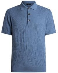 Etro - Knit Cotton Polo Shirt With Leafy Paisley Motif - Lyst