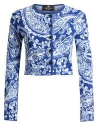 Etro - Jacquard Cropped Cardigan With Floral Paisley Motif - Lyst