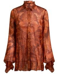 Etro - Hemdbluse Aus Seide Mit Blumenmotiv Und Bienen, Damen, Größe - Lyst