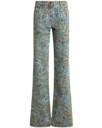 Etro - Flared Jeans With Leafy Paisley Motif - Lyst
