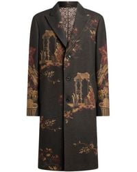 Etro - Wool-Blend Coat With Placed Flower And Animal Print - Lyst
