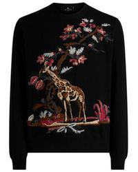 Etro - Wool- And Cashmere-Blend Jacquard Sweater With Giraffe Motif - Lyst