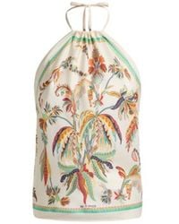 Etro - Silk Top With Halterneck And Paisley Foliage Motif - Lyst