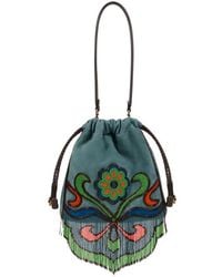 Etro - Small Suede Kalispera Bag With Beads And Fringes - Lyst
