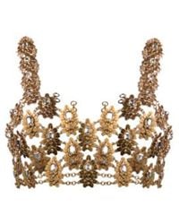 Etro - See-Through Metal Crop Top With Crystals - Lyst
