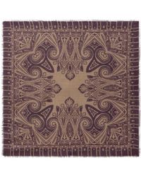 Etro - Wool And Silk Jacquard Scarf With Houndstooth Motif And Print - Lyst