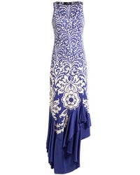 Etro - Long Jersey Dress With Flounce And Print - Lyst