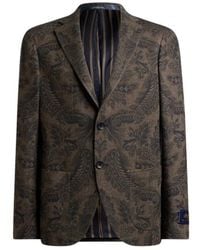 Etro - Blazer Aus Wolle Und Kaschmir Mit Platziertem Print, Herren, Größe - Lyst