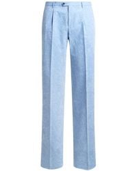 Etro - Striped Wool Jacquard Trousers With Floral Paisley Motif - Lyst