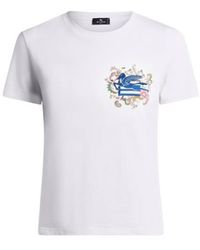 Etro - T-Shirt With Embroidered Pegaso And Monogram - Lyst