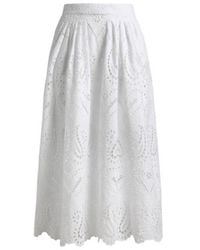 Etro - Broderie Anglaise Lace Midi Skirt With Paisleys And Hearts - Lyst