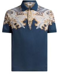 Etro - Cotton Pique Polo Shirt With Placed Print - Lyst