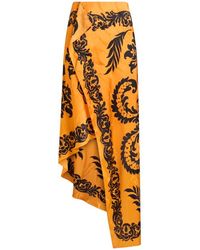 Etro - Asymmetric Skirt With Stencil Floral Print - Lyst