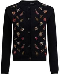 Etro - Wool And Cashmere Cardigan With Embroidery And Beads - Lyst
