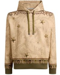 Etro - Cotton-Blend Hooded Sweatshirt With Placed Pegaso Print - Lyst