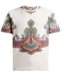 Etro - Cotton T-Shirt With Placed Pocket-Square Paisley Print - Lyst