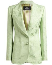 Etro - Single-Breasted Jacquard Jacket With Floral Motif - Lyst