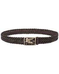 Etro - Woven Leather Belt With Pegaso Buckle - Lyst