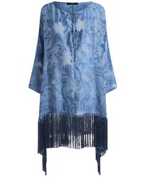 Etro - Silk Jacquard Kaftan With Fringing And Fil Coupé Floral Motif - Lyst