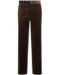 Etro - Straight-Leg Cotton Velvet Trousers With Arnica Motif - Lyst