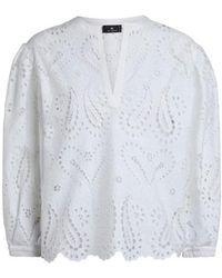 Etro - Broderie Anglaise Lace Blouse With Paisleys And Hearts - Lyst