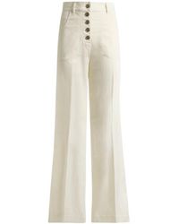 Etro - Flared Stretch Cotton Denim Jeans With Pegaso Buttons - Lyst