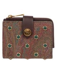Etro - Compact Arnica Wallet With Studs - Lyst
